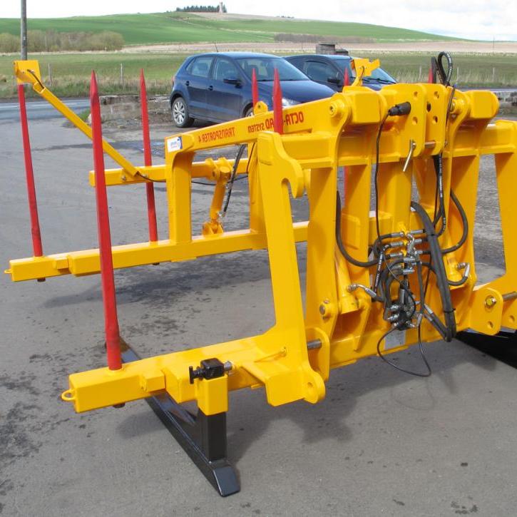 Octa-Quad Bale Handling System - front section for carrying 4 round bales or 2 Heston bales at a time. Showing folding tines version.